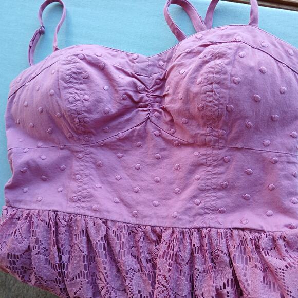 AEO Pink Bustier Lace Babydoll Dress Small removable padding adjustable straps - Picture 4 of 16
